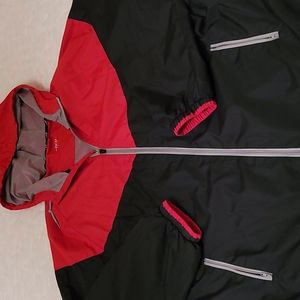 bcg red & black hooded windbreaker size Large